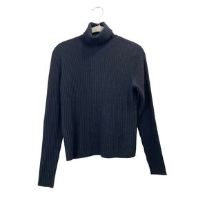 Linda Richards 100%‎ cashmere ribbed knit turtleneck sweater Size M black